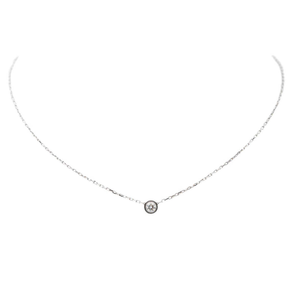 Collier Solitaire CARTIER "Cartier d'amour" en or blanc et diamant - Castafiore