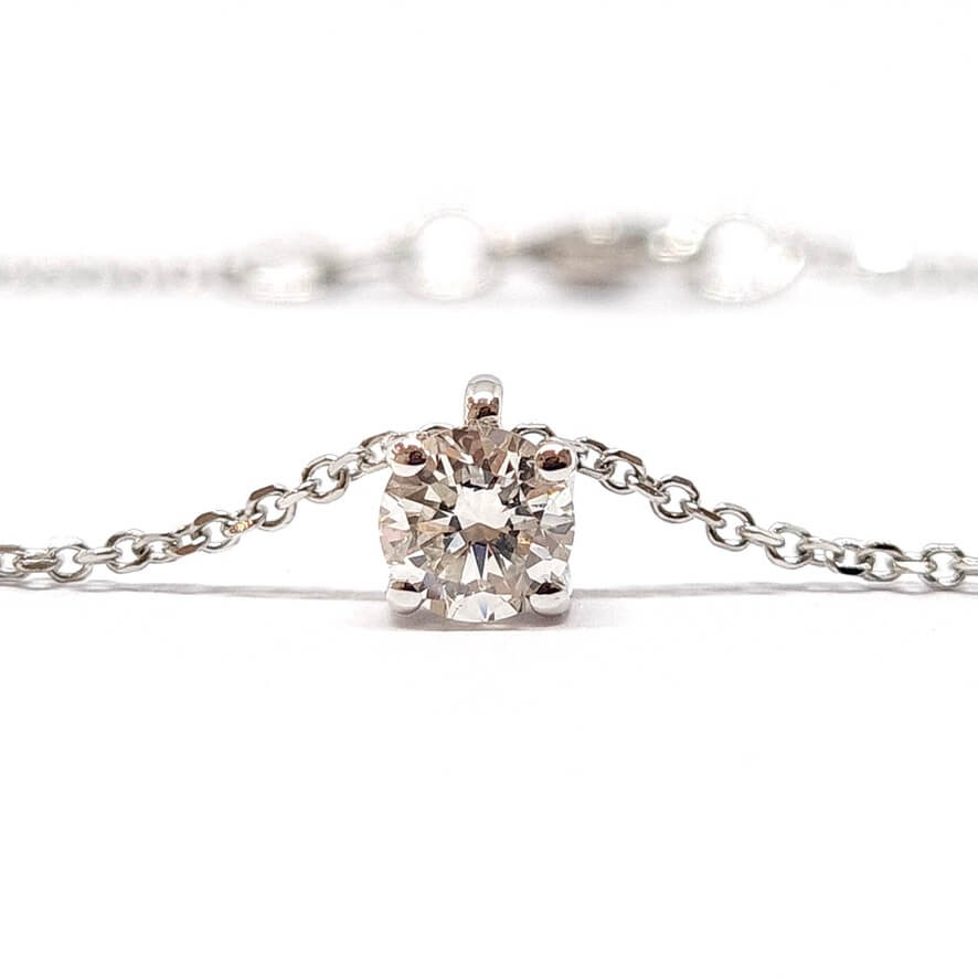 Collier solitaire diamant or blanc 18 carats - Castafiore