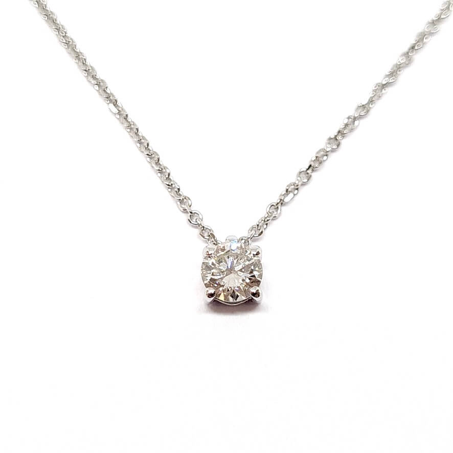 Collier solitaire diamant or blanc 18 carats - Castafiore