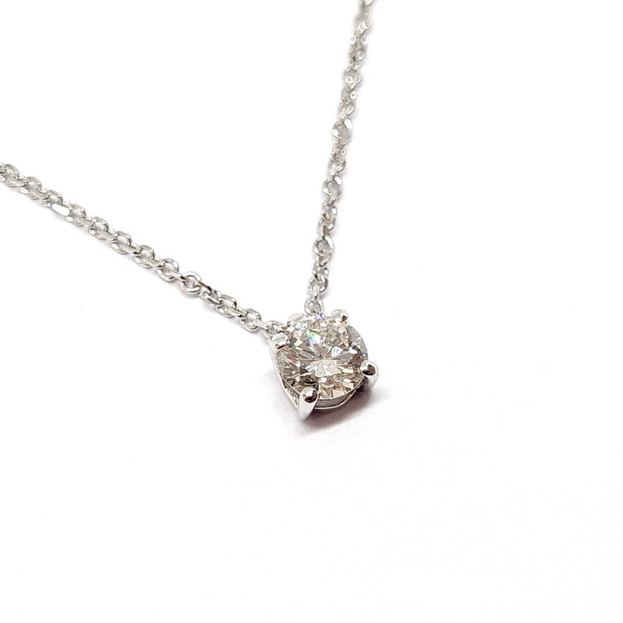 Collier solitaire diamant or blanc 18 carats - Castafiore