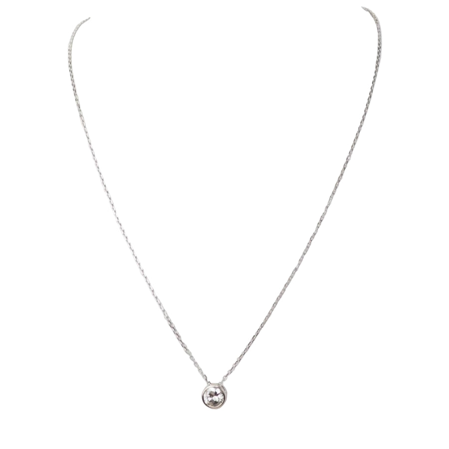 Collier solitaire en or blanc et diamant 0.77ct - Castafiore