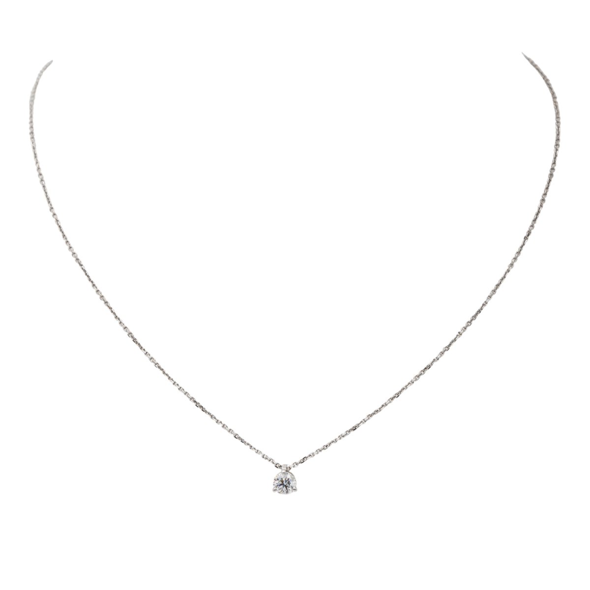 Collier Solitaire en Or blanc et Diamant - Castafiore