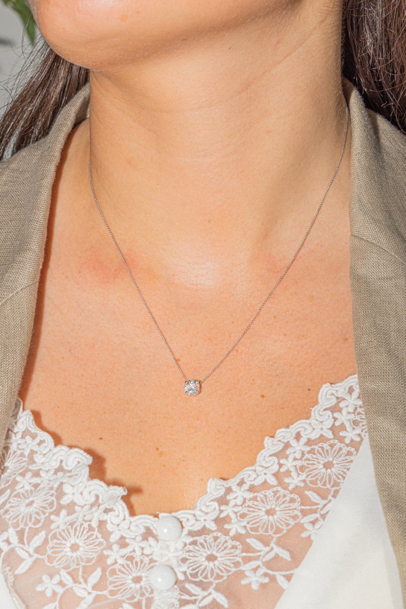 Collier Solitaire en or blanc et diamant - Castafiore