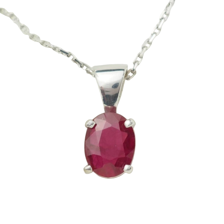Collier solitaire en or blanc et rubis 2,12ct - Castafiore