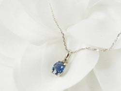 Collier solitaire en or blanc et saphir - Castafiore