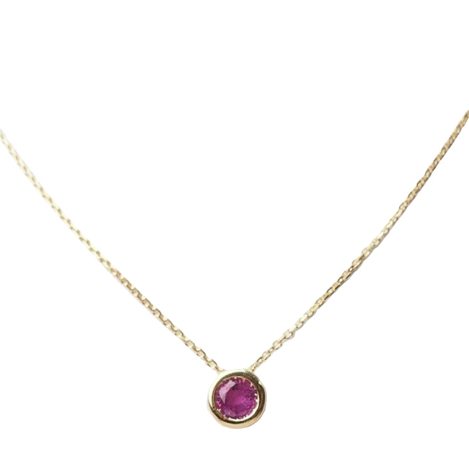 Collier solitaire en or jaune et rubis - Castafiore