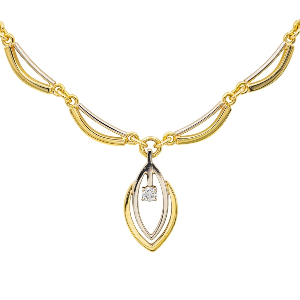 Collier Solitaire en or jaune, or blanc et diamant - Castafiore