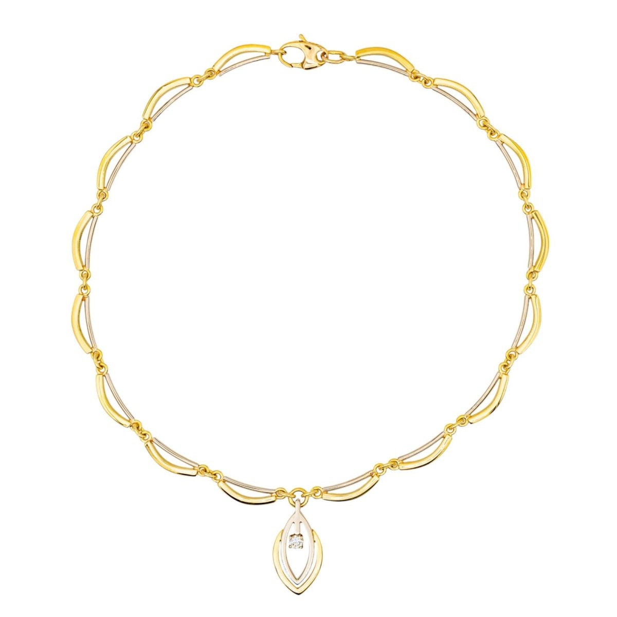 Collier Solitaire en or jaune, or blanc et diamant - Castafiore