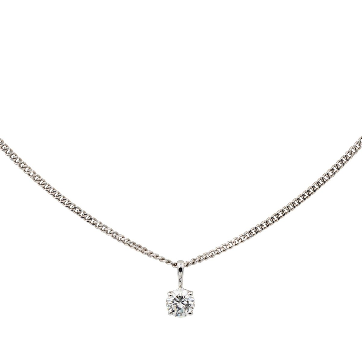 Collier Solitaire Or Blanc Diamant - Castafiore
