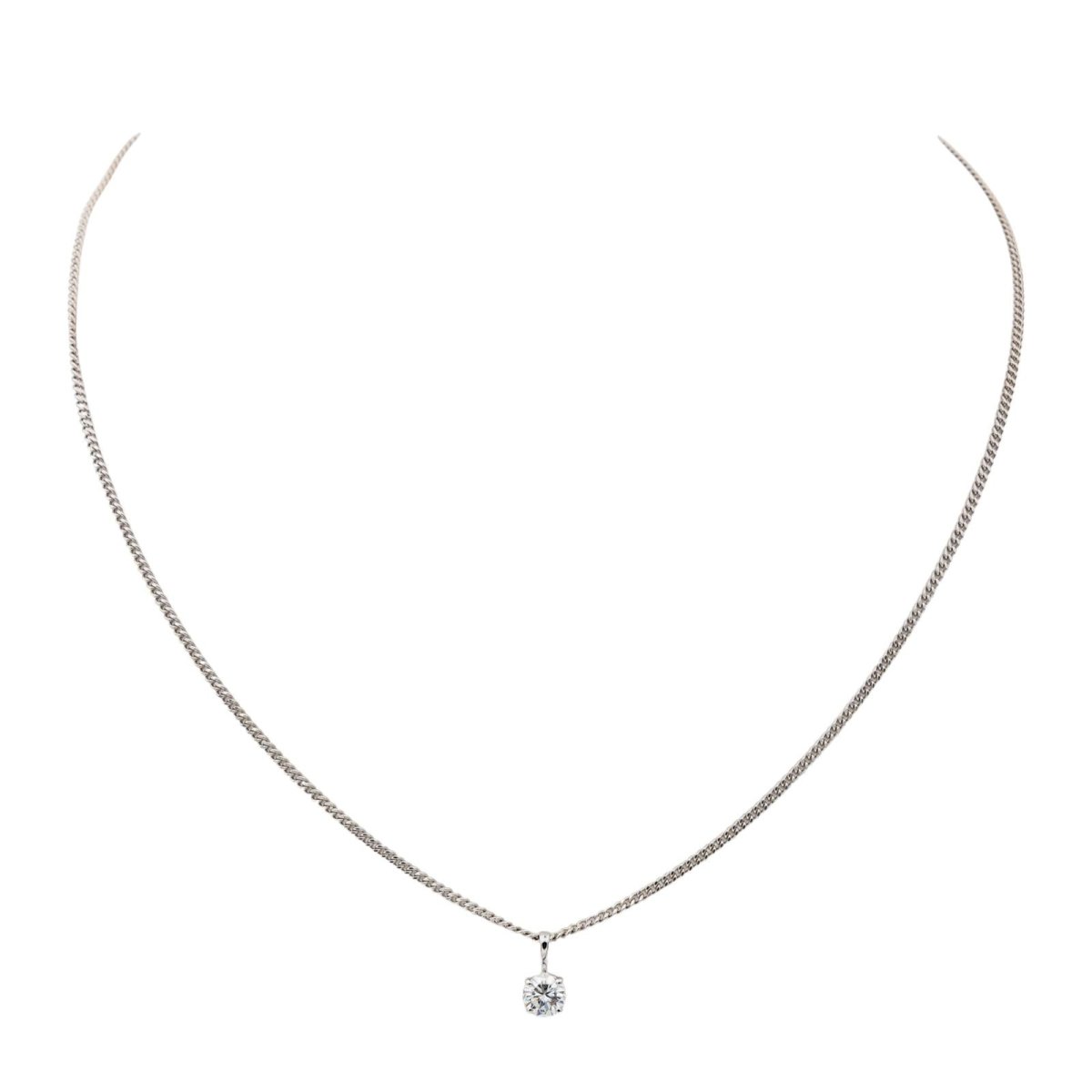 Collier Solitaire Or Blanc Diamant - Castafiore