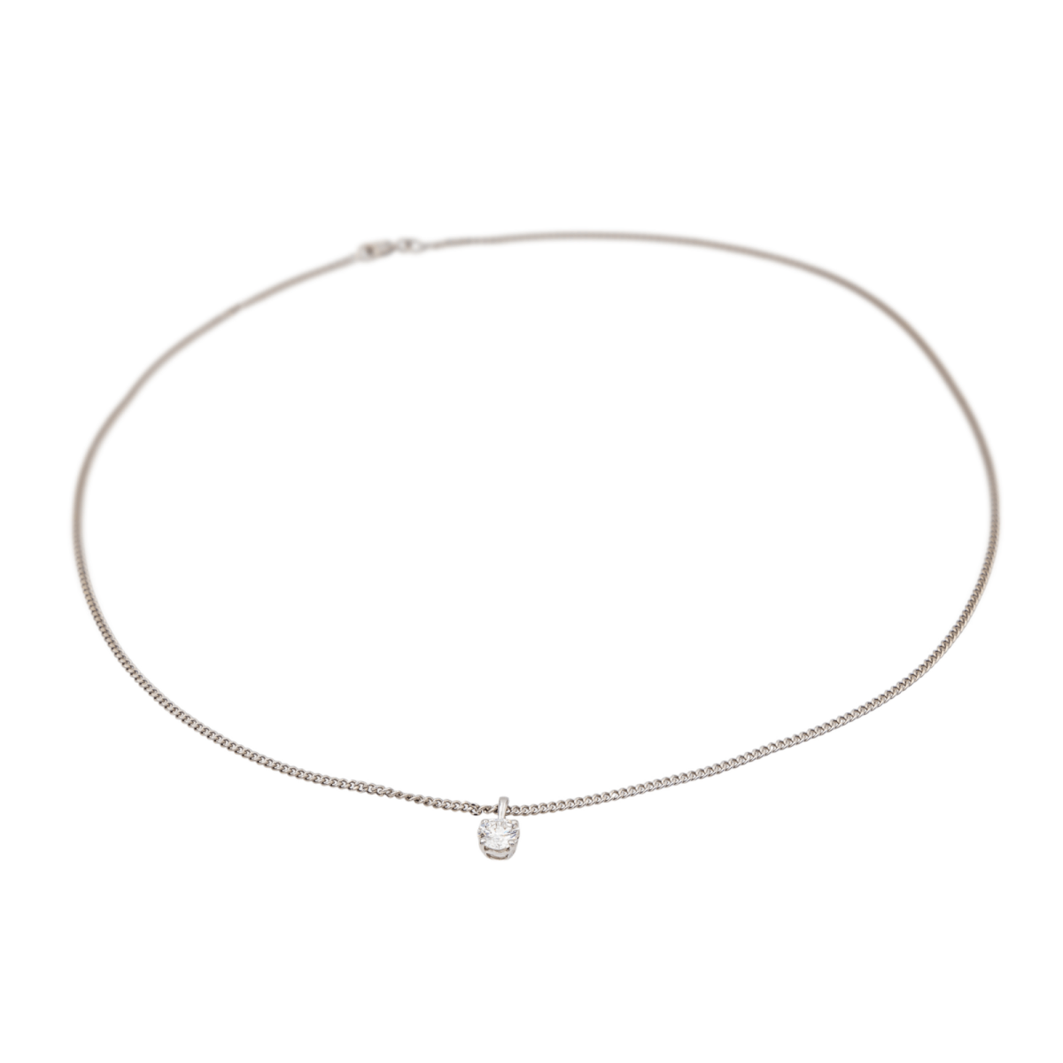 Collier Solitaire Or Blanc Diamant - Castafiore