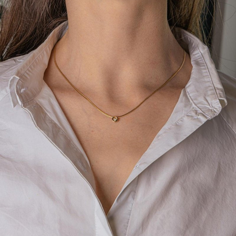 Collier Solitaire Or jaune Diamant - Castafiore