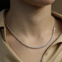Collier Tennis en or gris 18 Cts avec 10,03 Cts de diamants brillants G - VS. 43 cm - Castafiore