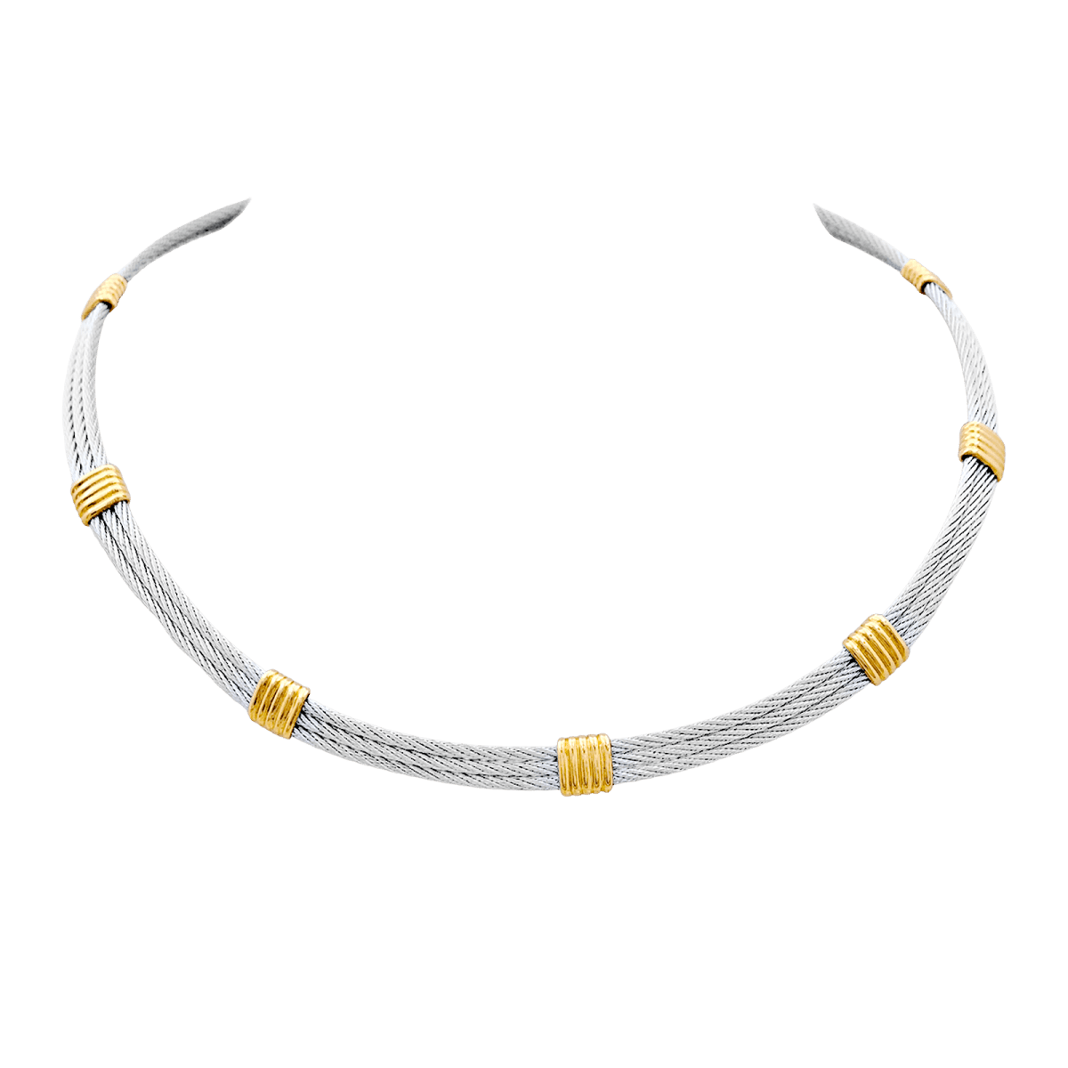 Collier Torque FRED "Force 10" en or jaune et acier - Castafiore