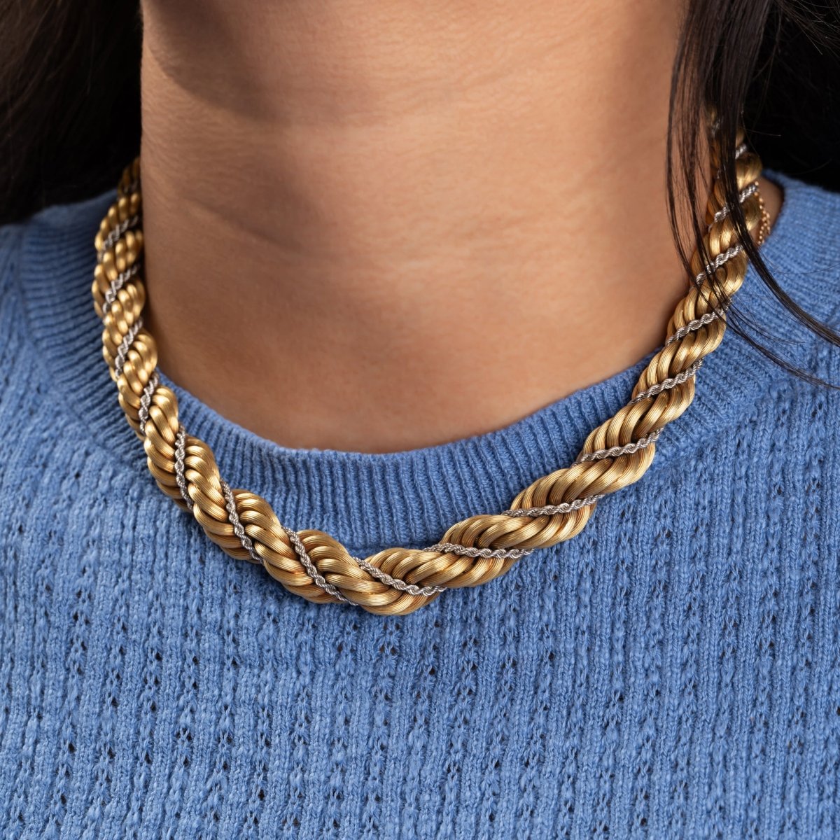 Collier Torsadé en or jaune et blanc - Castafiore