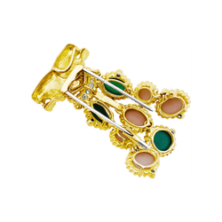 Collier transformable en or jaune, corail, chrysoprase et diamants - Castafiore