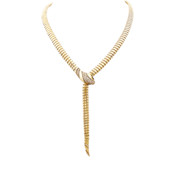 Collier Tubogas BULGARI "Serpenti Tubogas" en or jaune, onyx et diamants - Castafiore
