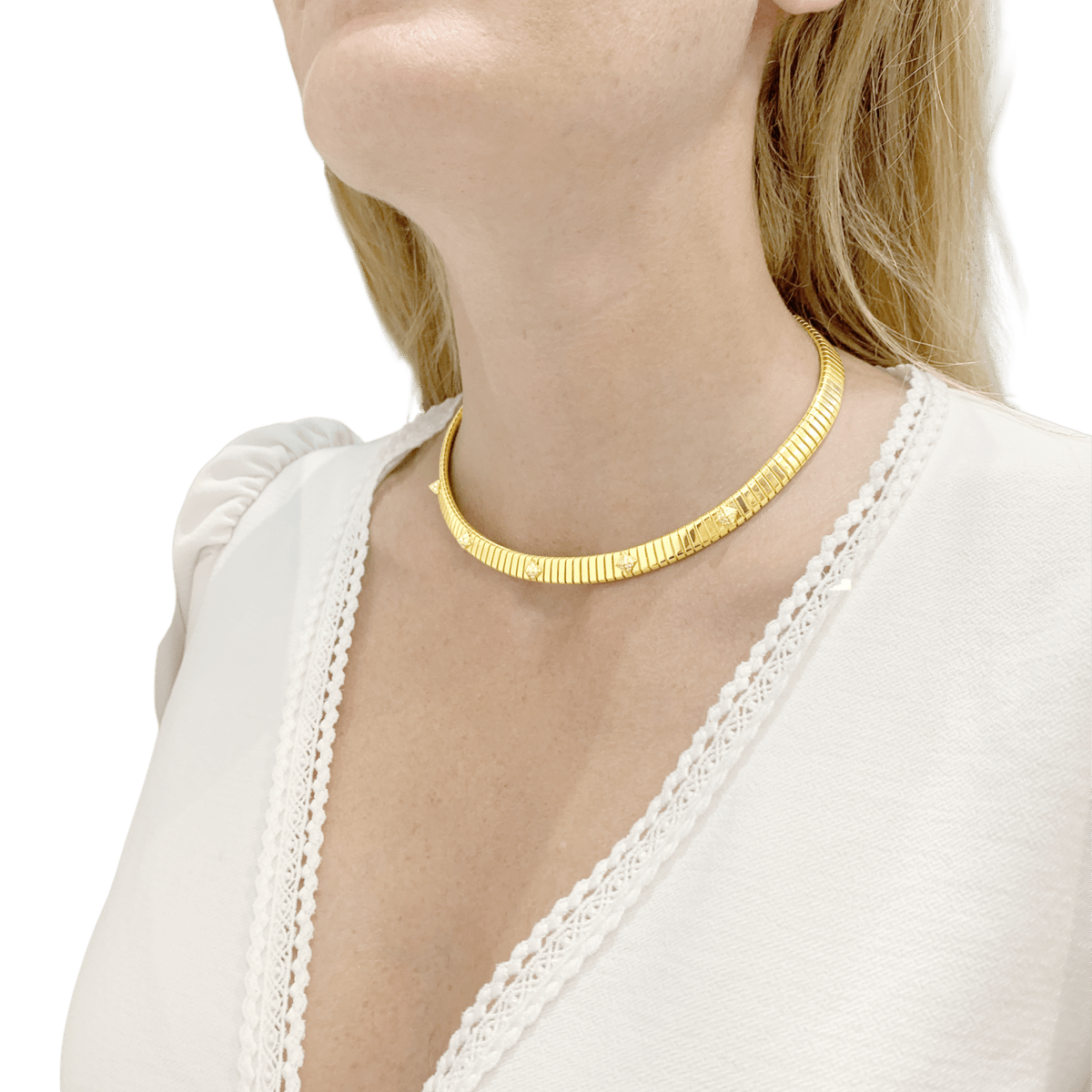Collier Tubogas BULGARI "Tubogas" en or jaune et diamants - Castafiore