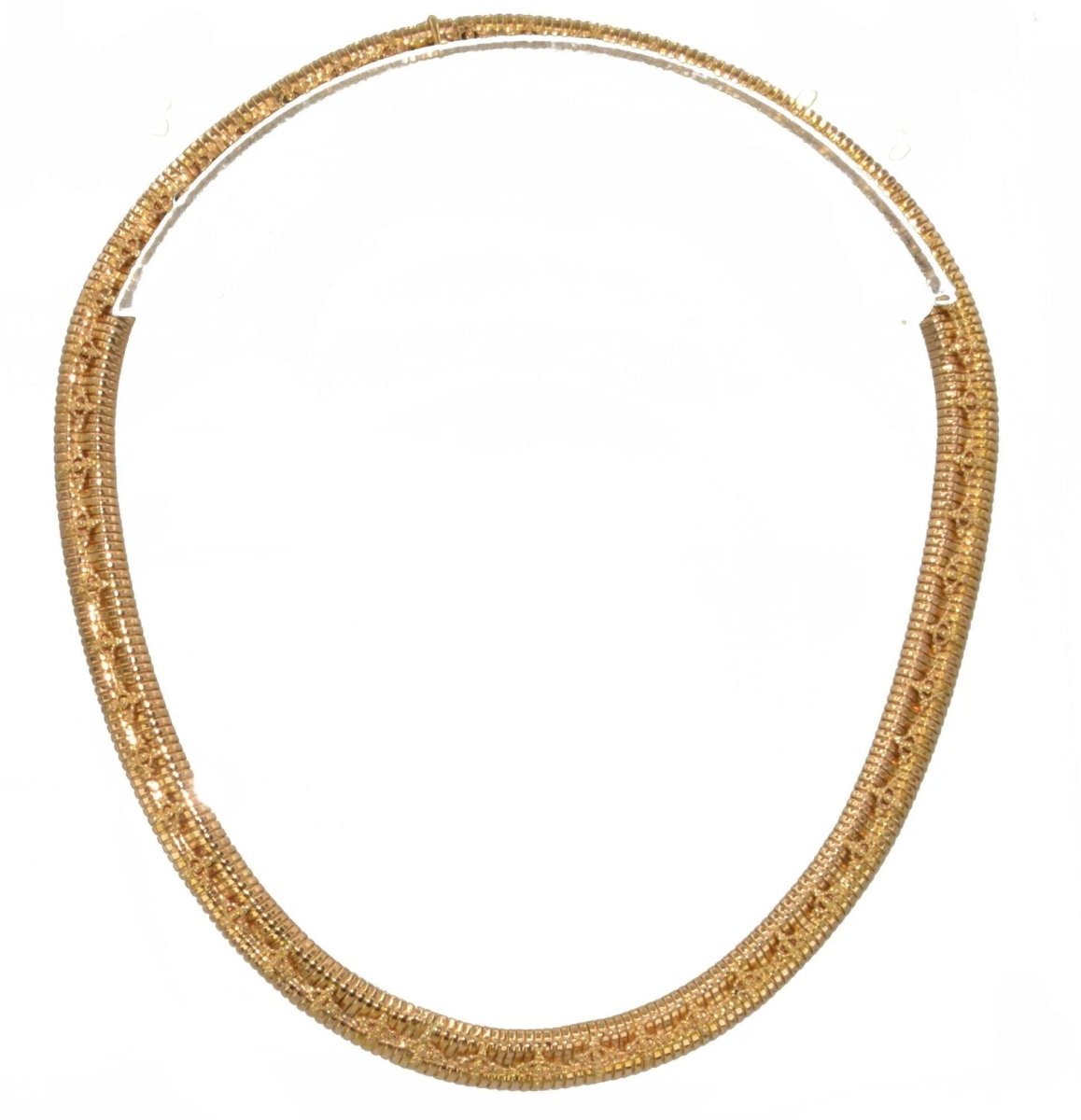 Collier Tubogas des années 1950 en or jaune orné de motifs sur toute la maille - Castafiore