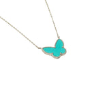 Collier Van Cleef & Arpels Lucky Alhambra Butterfly Turquoise en or blanc - Castafiore