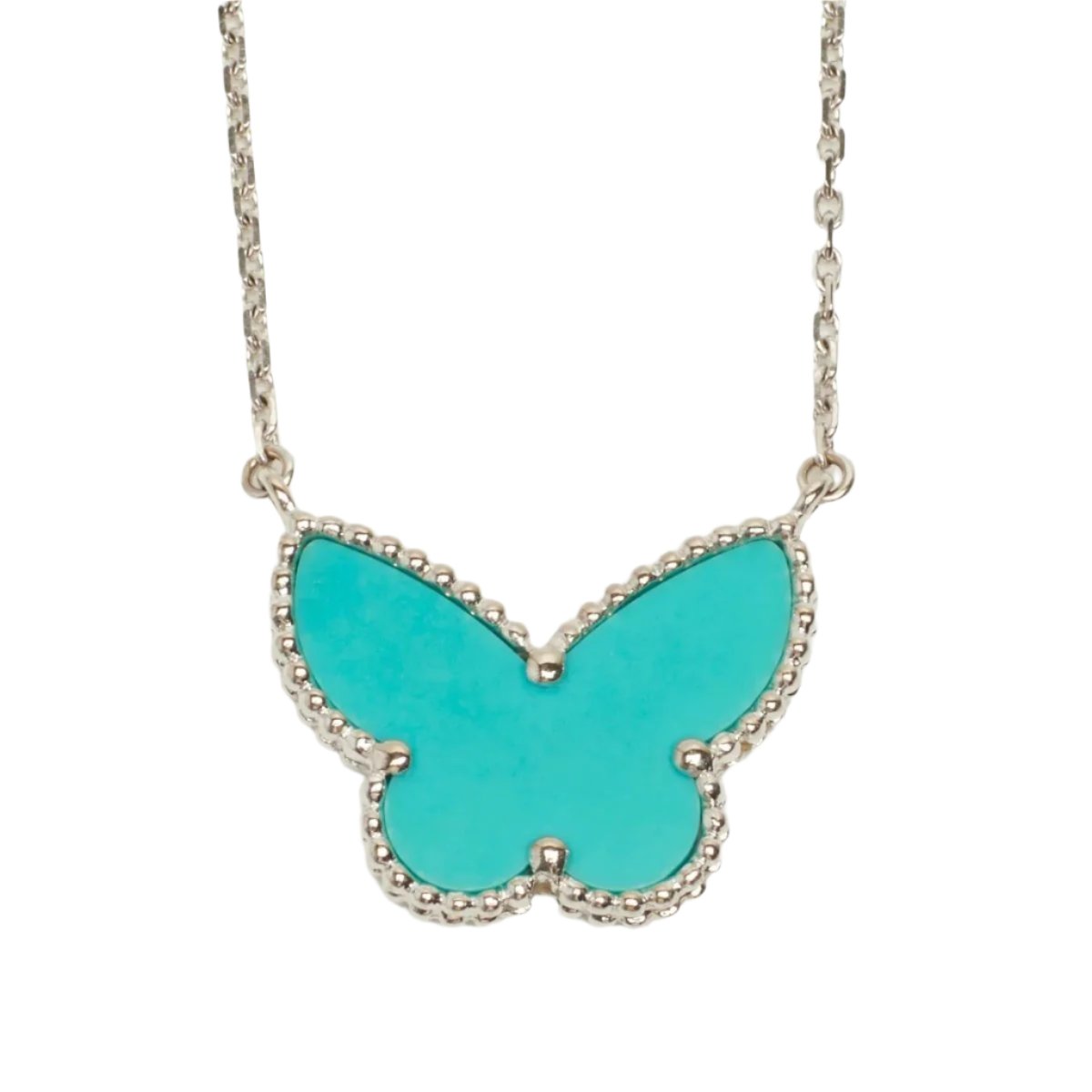 Collier Van Cleef & Arpels Lucky Alhambra Butterfly Turquoise en or blanc - Castafiore