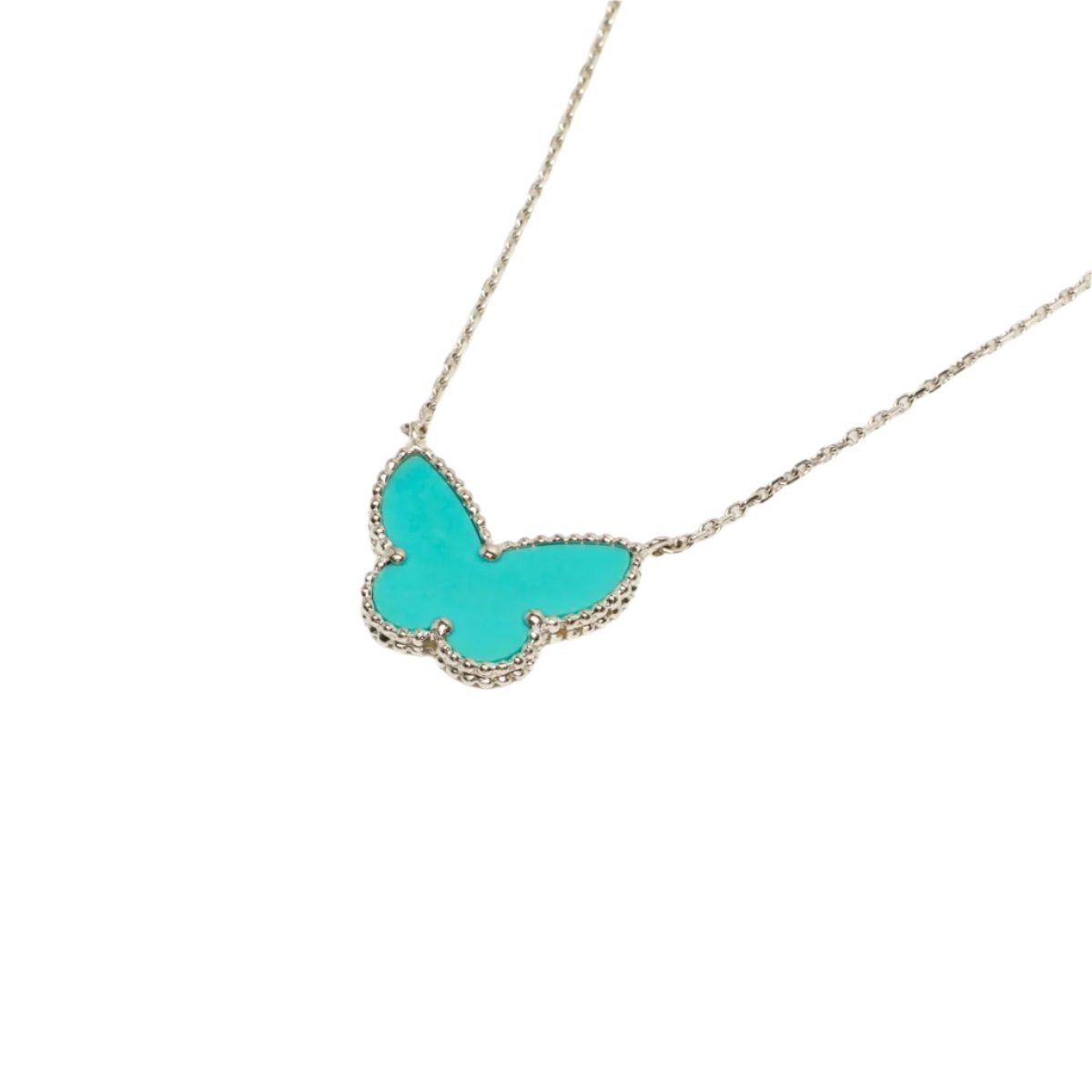 Collier Van Cleef & Arpels Lucky Alhambra Butterfly Turquoise en or blanc - Castafiore