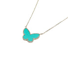 Collier Van Cleef & Arpels Lucky Alhambra Butterfly Turquoise en or blanc - Castafiore