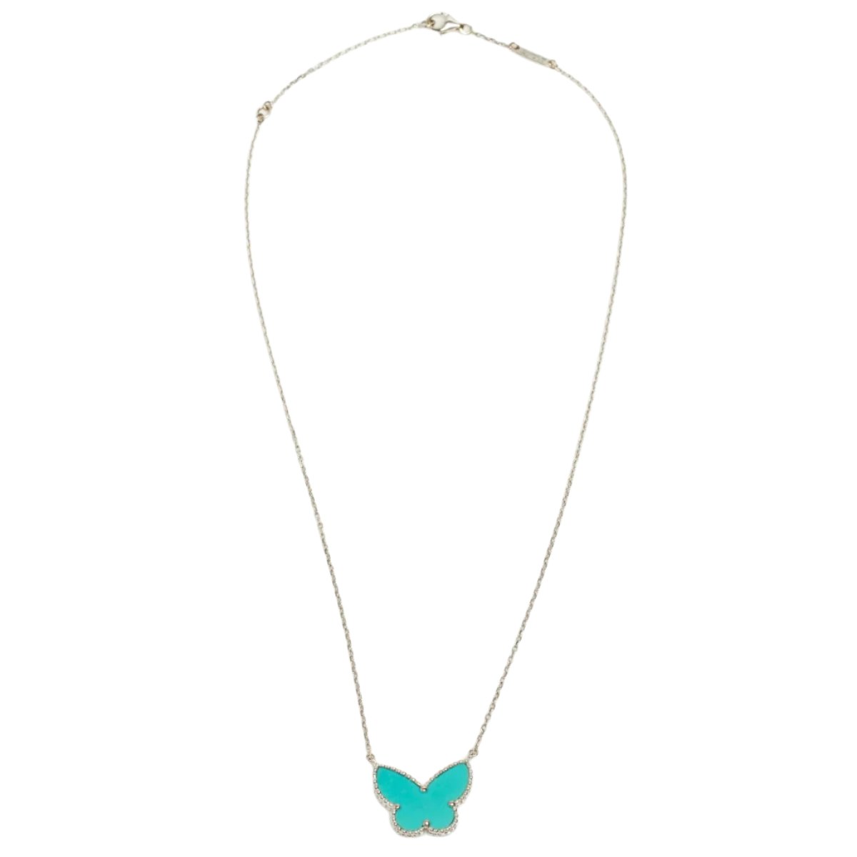 Collier Van Cleef & Arpels Lucky Alhambra Butterfly Turquoise en or blanc - Castafiore