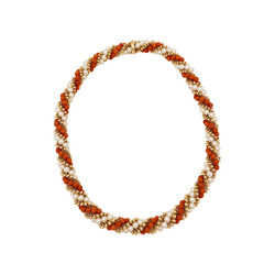 Collier VAN CLEEF & ARPELS "Twist" en or jaune, perles et corail - Castafiore