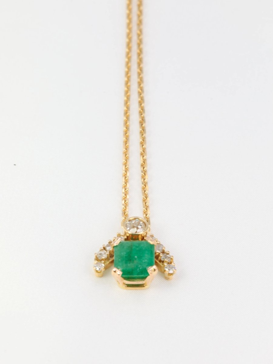 Collier vintage en or, émeraude et diamants - Castafiore
