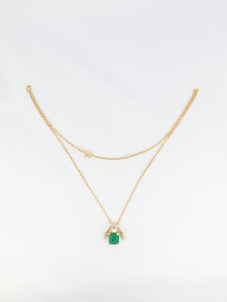 Collier vintage en or, émeraude et diamants - Castafiore