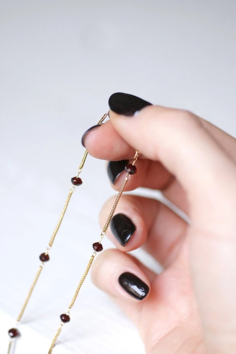 Collier vintage or et perles de grenat - Castafiore