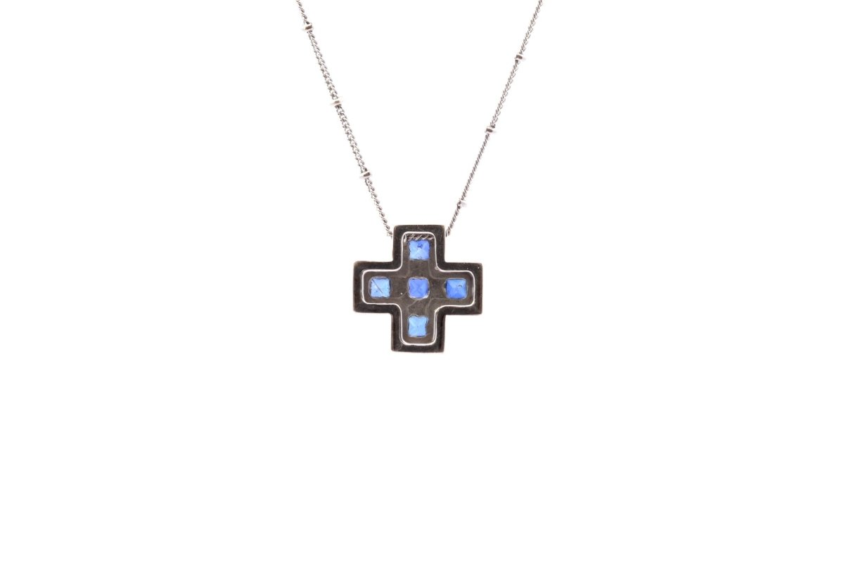Collier vintage saphirs et diamants en or 18k - Castafiore