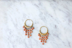 Créoles anciennes or et corail - Castafiore