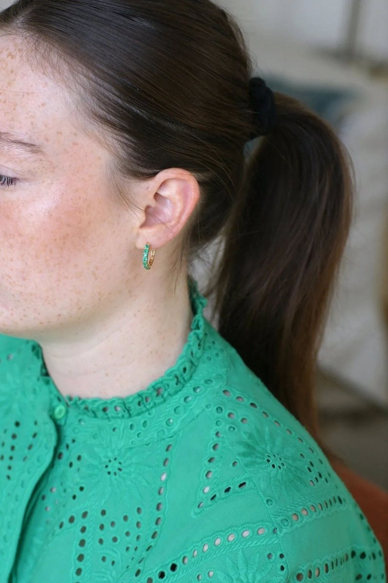 Créoles Emeraudes sur Or Jaune - Castafiore