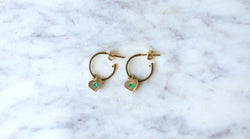 Créoles Or Jaune Coeur Emeraude Colombienne - Castafiore