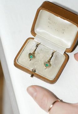 Créoles Or Jaune Coeur Emeraude Colombienne - Castafiore