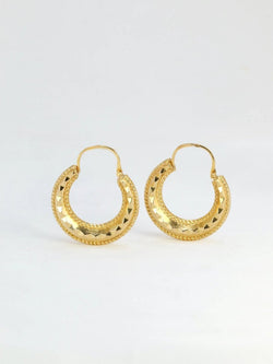 Créoles vintage or jaune godronné - Castafiore