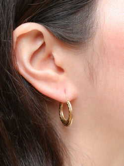 Créoles vintage or jaune godronné - Castafiore