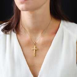 Croix ancienne 2 ors perle - Castafiore