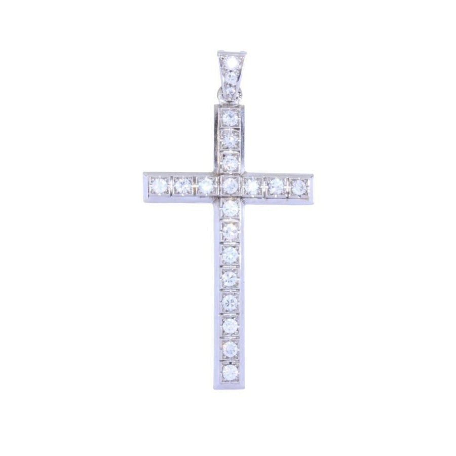 Croix ancienne diamants en or blanc et platine - Castafiore