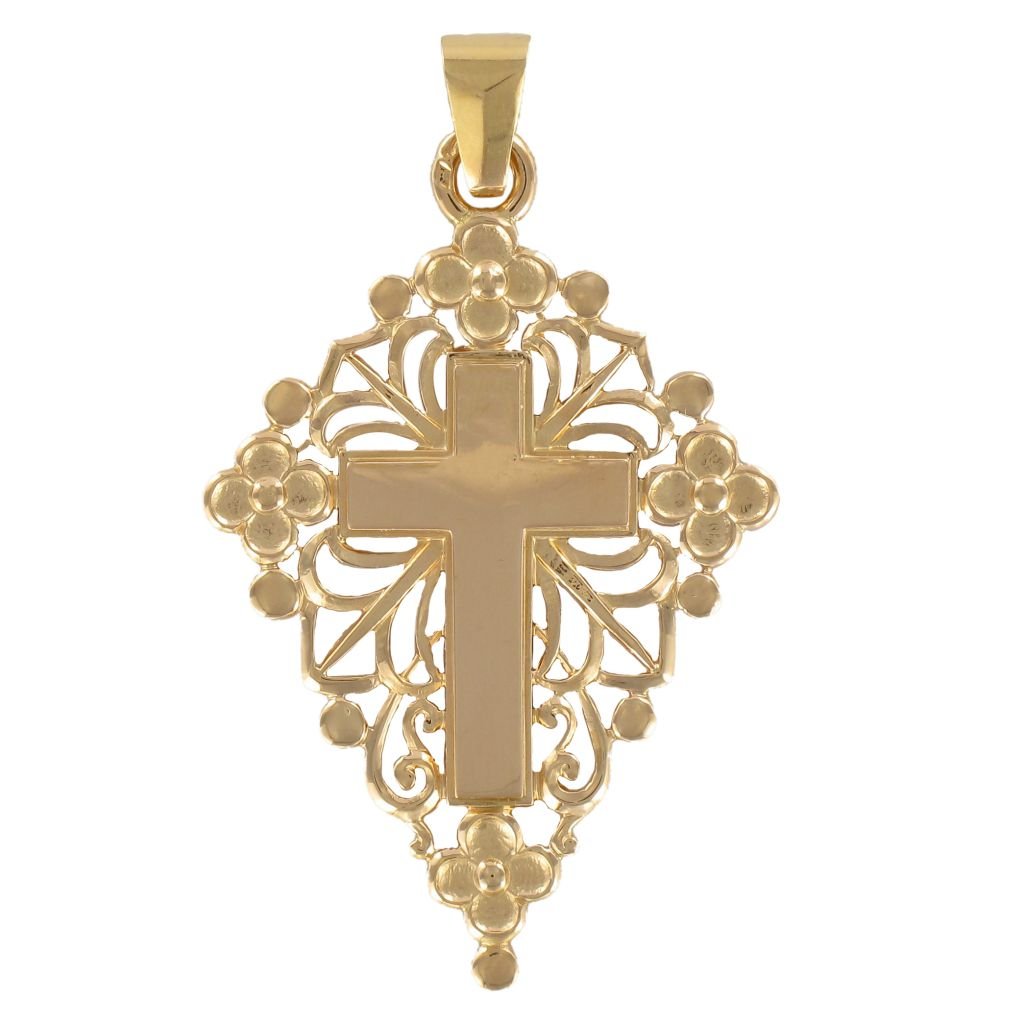 Croix en or rose ajouré - Castafiore
