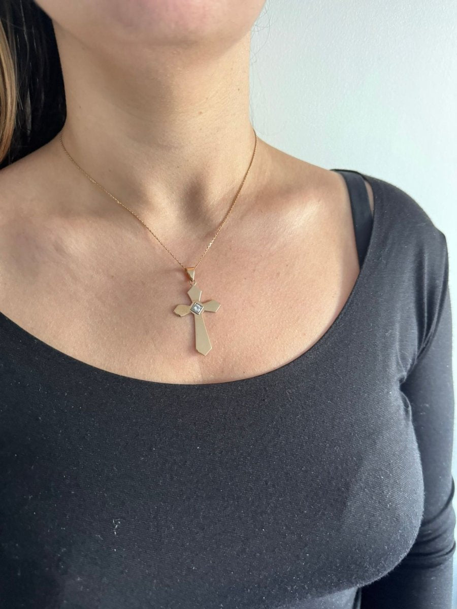 Croix En Or Rose Et Diamant - Castafiore