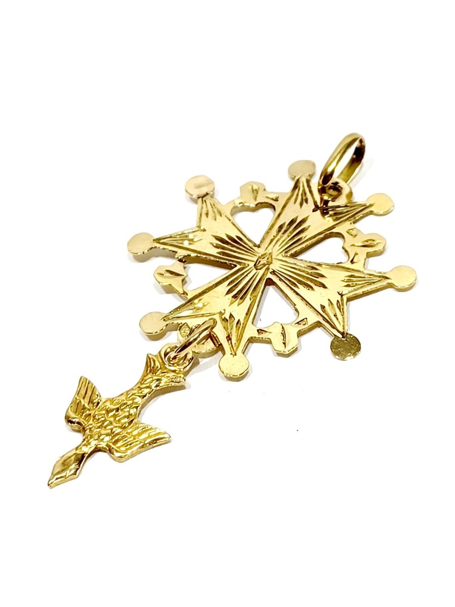 Croix Huguenote avec Saint - Esprit en or 18 carats - Castafiore