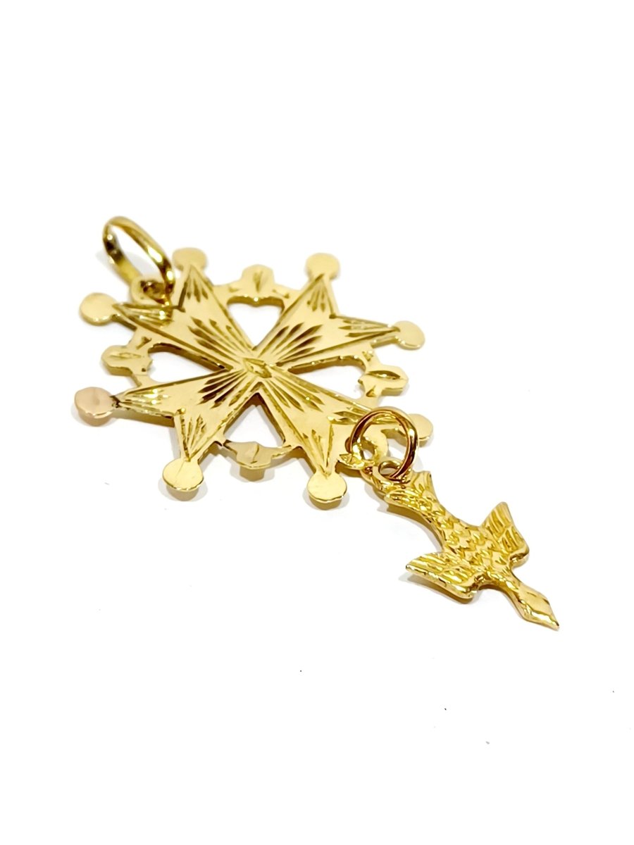 Croix Huguenote avec Saint - Esprit en or 18 carats - Castafiore