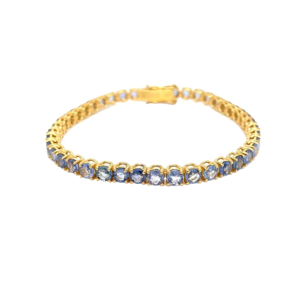 CTW 11 Natural Blu Sapphire Gold Tennis Bracelet - Castafiore