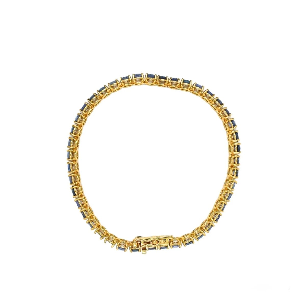 CTW 11 Natural Blu Sapphire Gold Tennis Bracelet - Castafiore