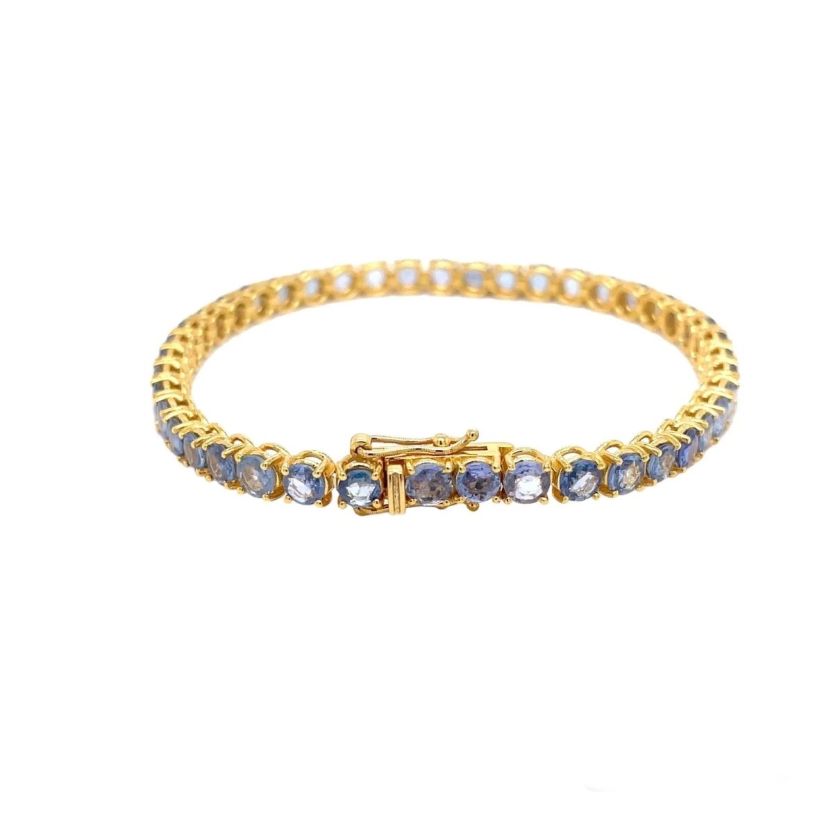 CTW 11 Natural Blu Sapphire Gold Tennis Bracelet - Castafiore