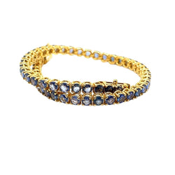 CTW 6 Natural Blu Sapphire Gold Tennis Bracelet - Castafiore