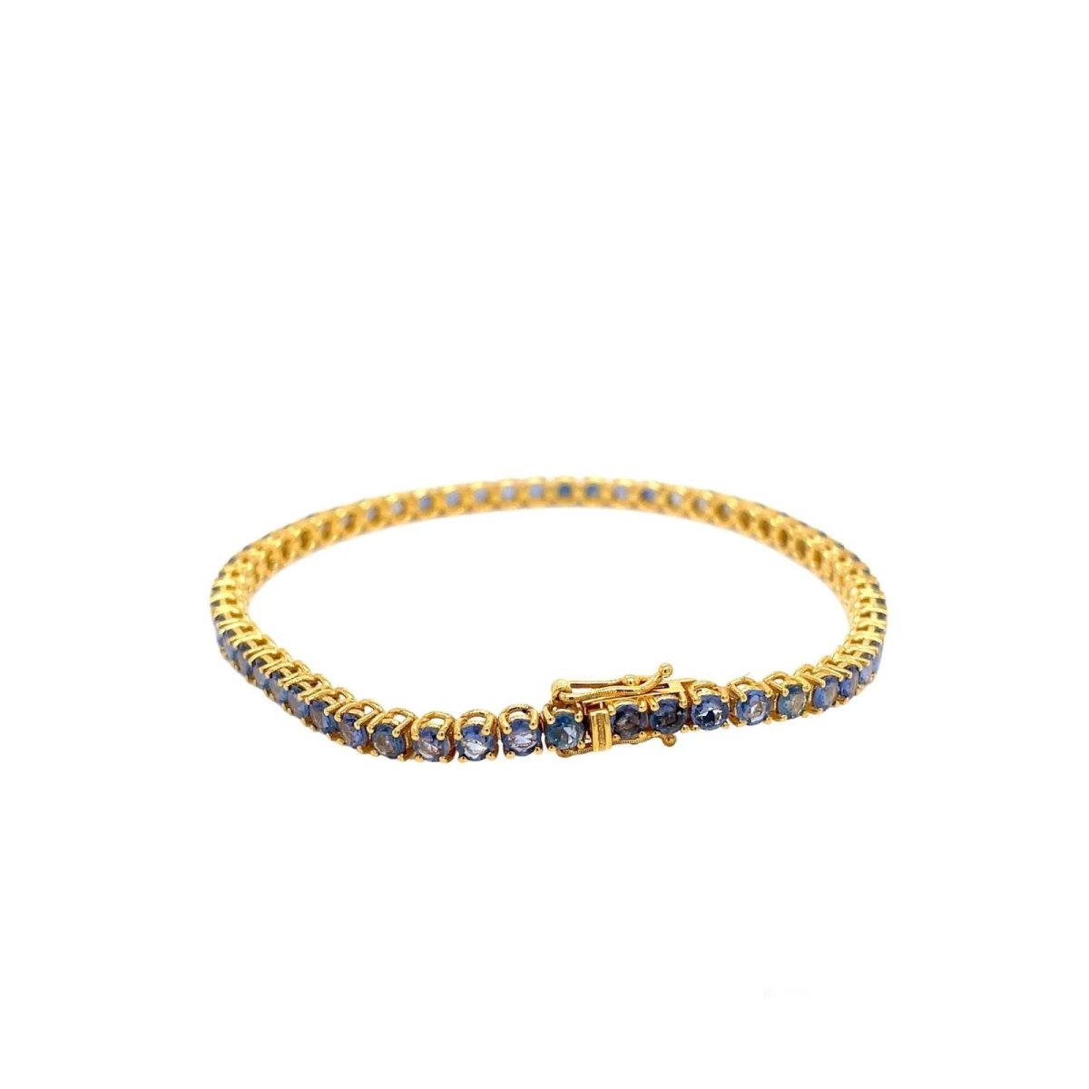 CTW 6 Natural Blu Sapphire Gold Tennis Bracelet - Castafiore